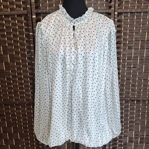 Chic White Blouse with Black Dots